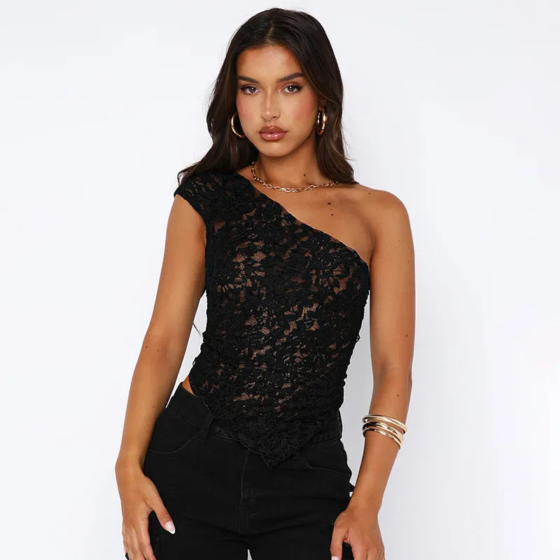 Luxe Asymmetry Lace Top