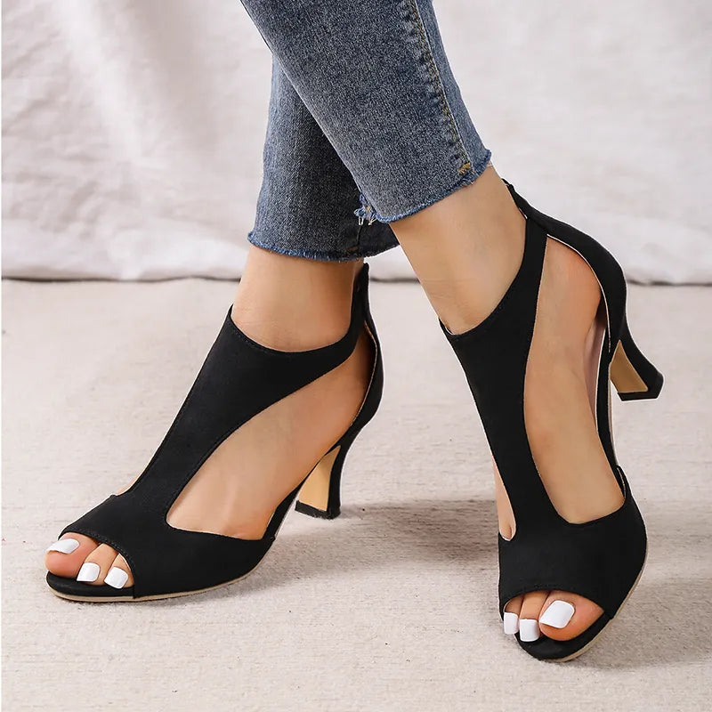 Zinnia Zipper Peep Heels