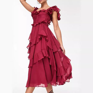 Sunset Soiree Ruffle Dress - PUREFASHION