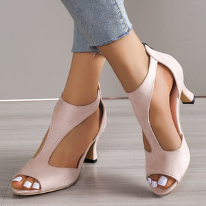 Zinnia Zipper Peep Heels - PUREFASHION